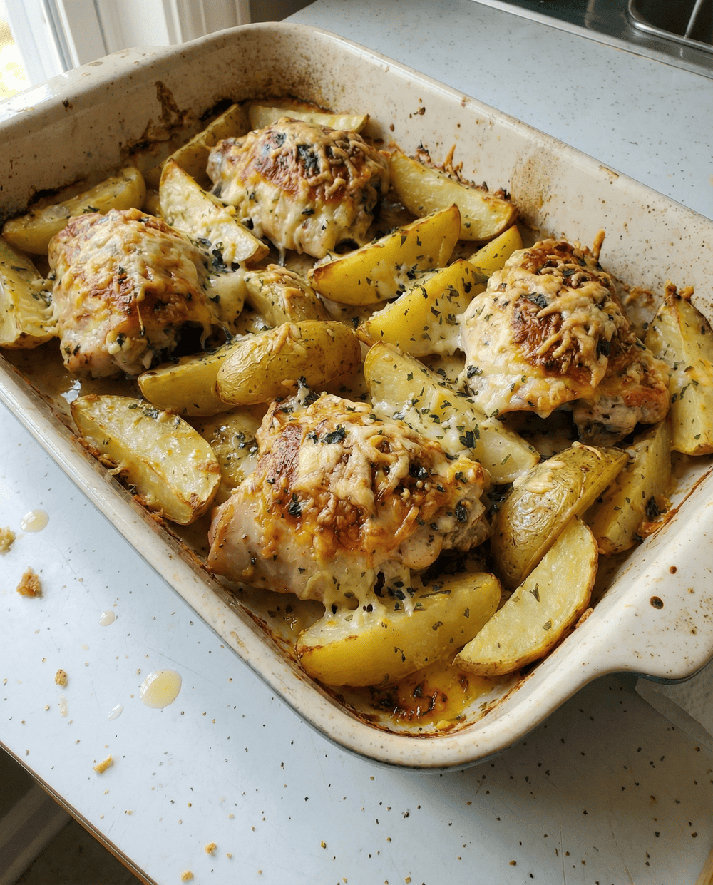 Dump-and-Go Crockpot Garlic Parmesan Chicken and Potatoes